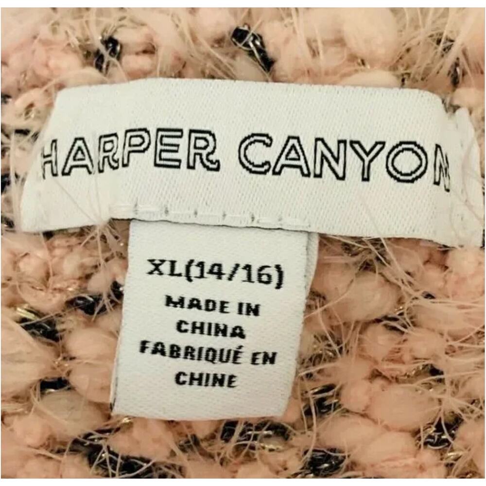 Harper Canyon Girls Sweater XL Pink Fuzzy Sparkle Eyelash Knit Pullover 14/16 - Picture 4 of 7